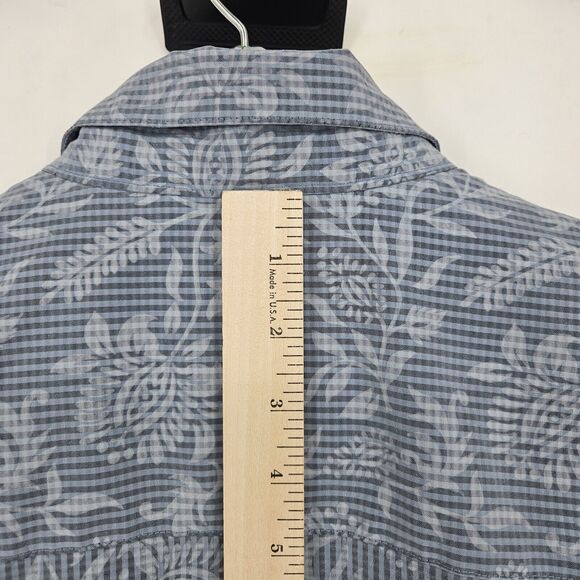 Hobie Shirt Mens Medium Blue Floral Striped Button Up Polynosic Rayon Vintage M‎ - Picture 6 of 12